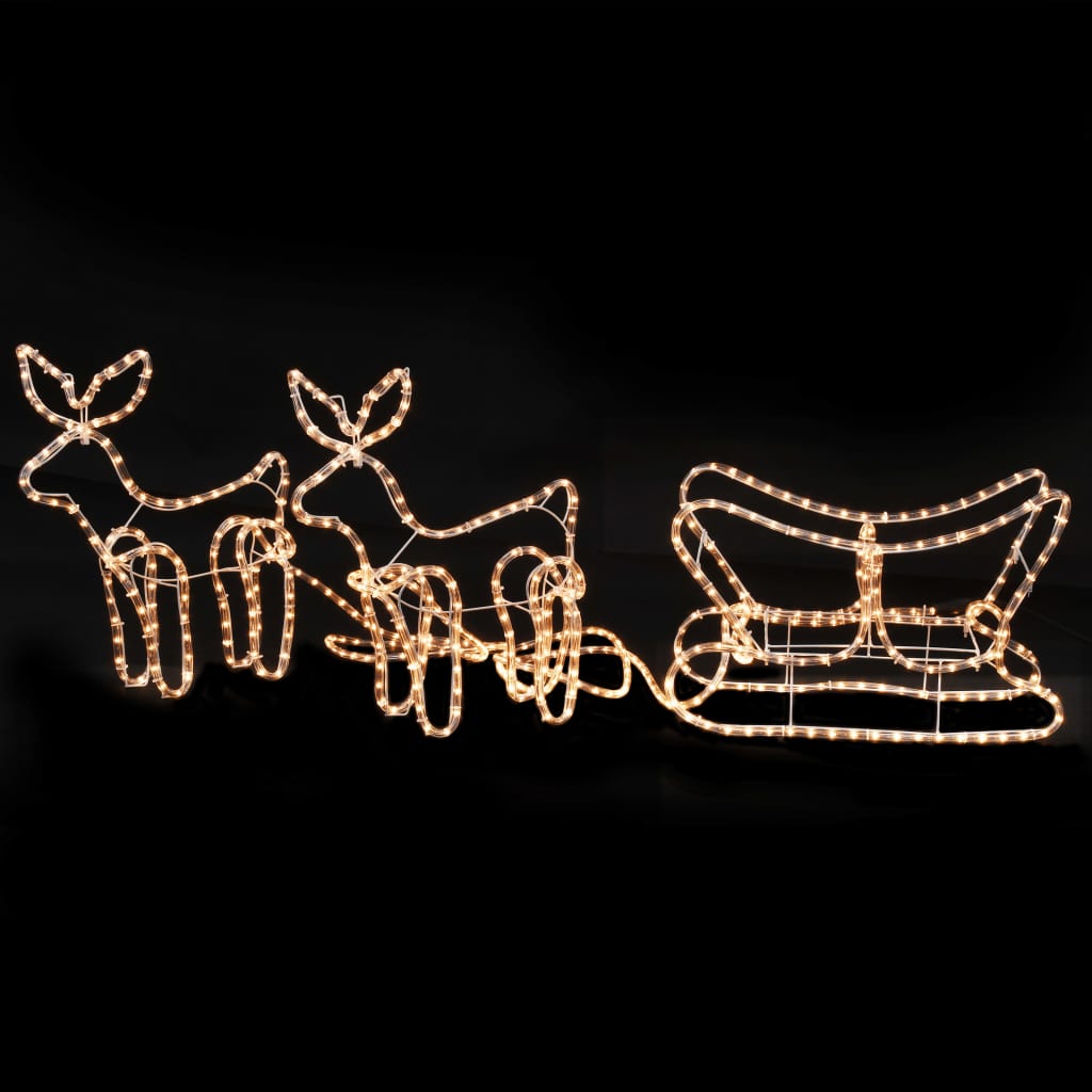 vidaXL Ziemassvētku dekors ar lampiņām, 300x24x47cm, 2 brieži, kamanas