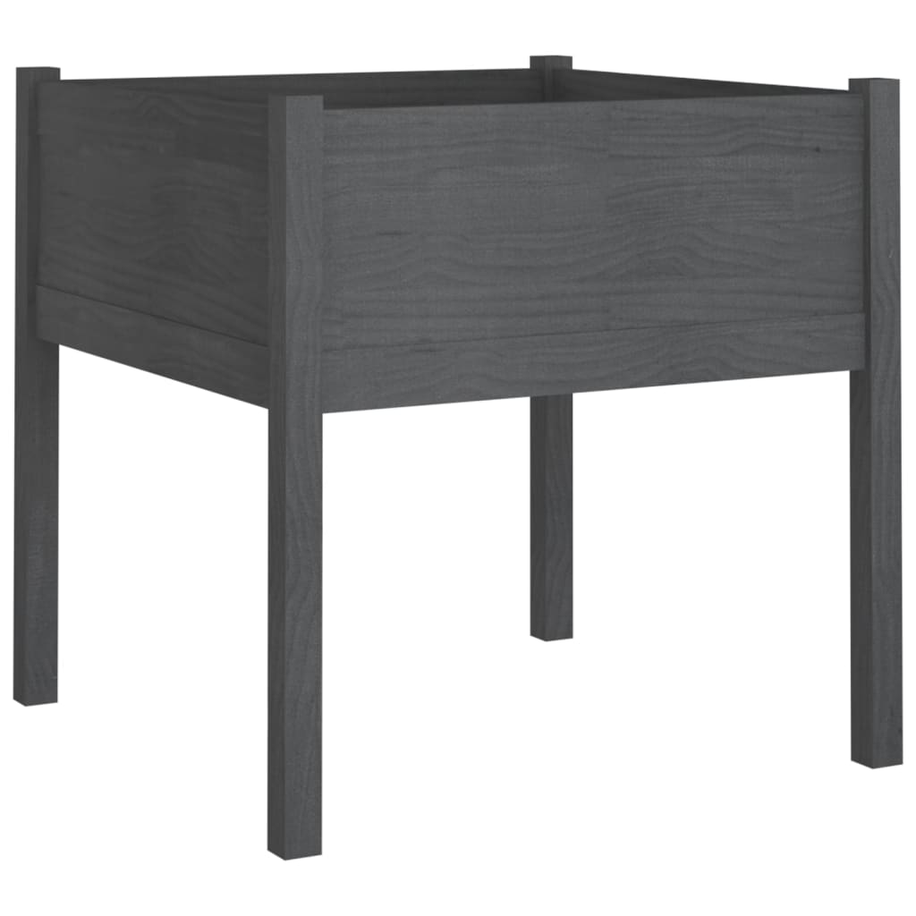 vidaXL dārza puķu kaste, 70x70x70 cm, pelēks priedes masīvkoks