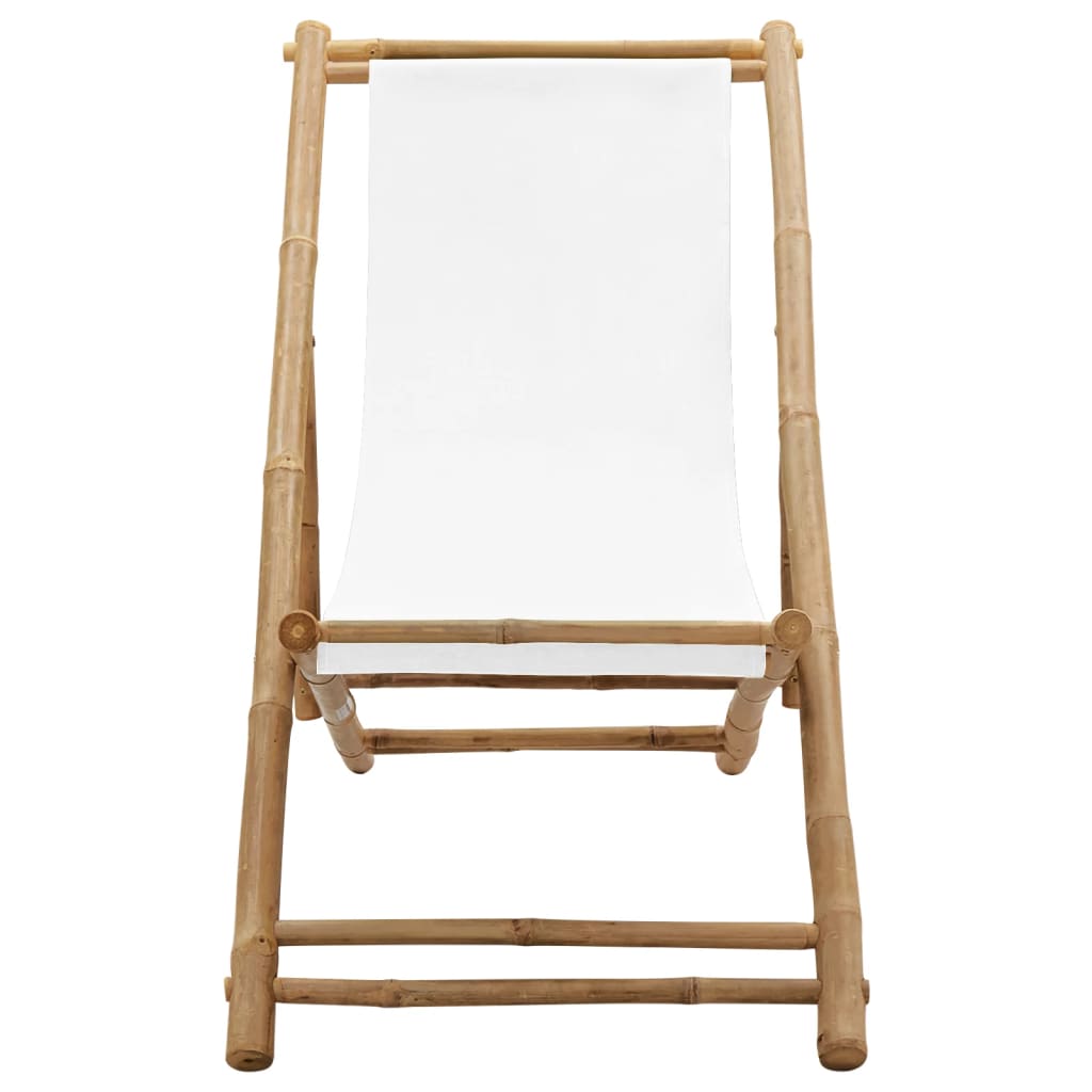 vidaXL pludmales krēsls, bambuss un audekls