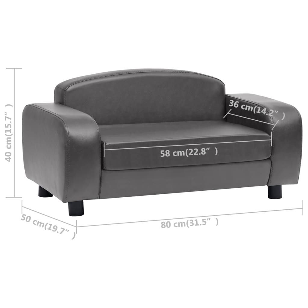 vidaXL suņu dīvāns, pelēks, 80x50x40 cm, mākslīgā āda