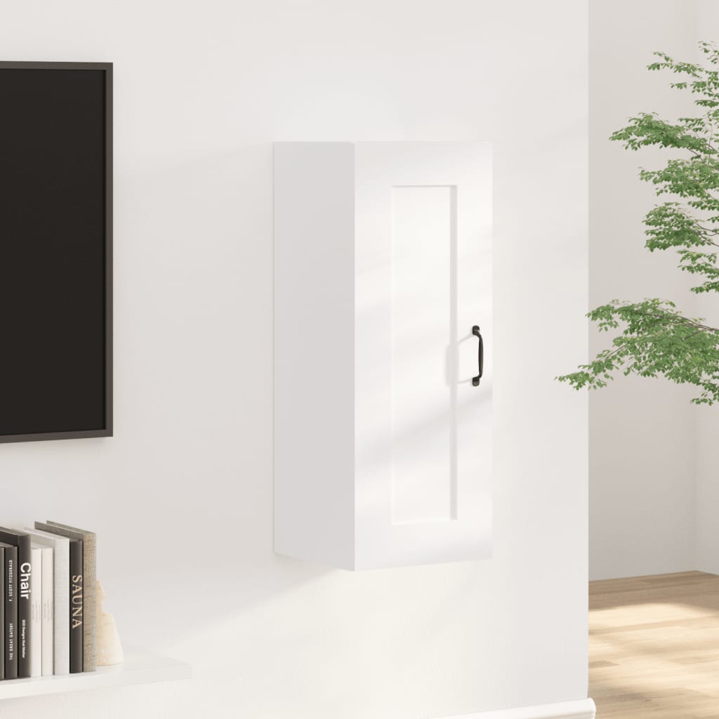 vidaXL sienas skapītis, balts, 35x34x90 cm, inženierijas koks