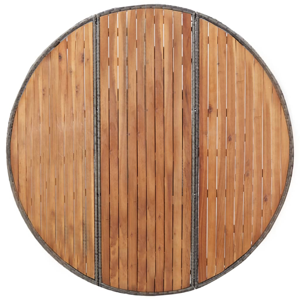 vidaXL dārza galds, pelēks, 150x74 cm, PE rotangpalma un akācijas koks