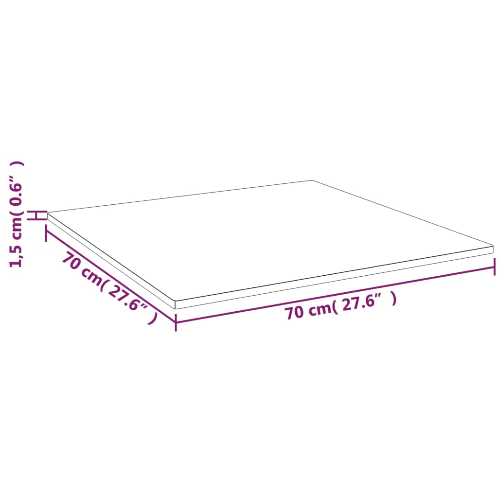 vidaXL kvadrātveida galda virsma, brūna, 70x70x1,5 cm, ozola masīvkoks