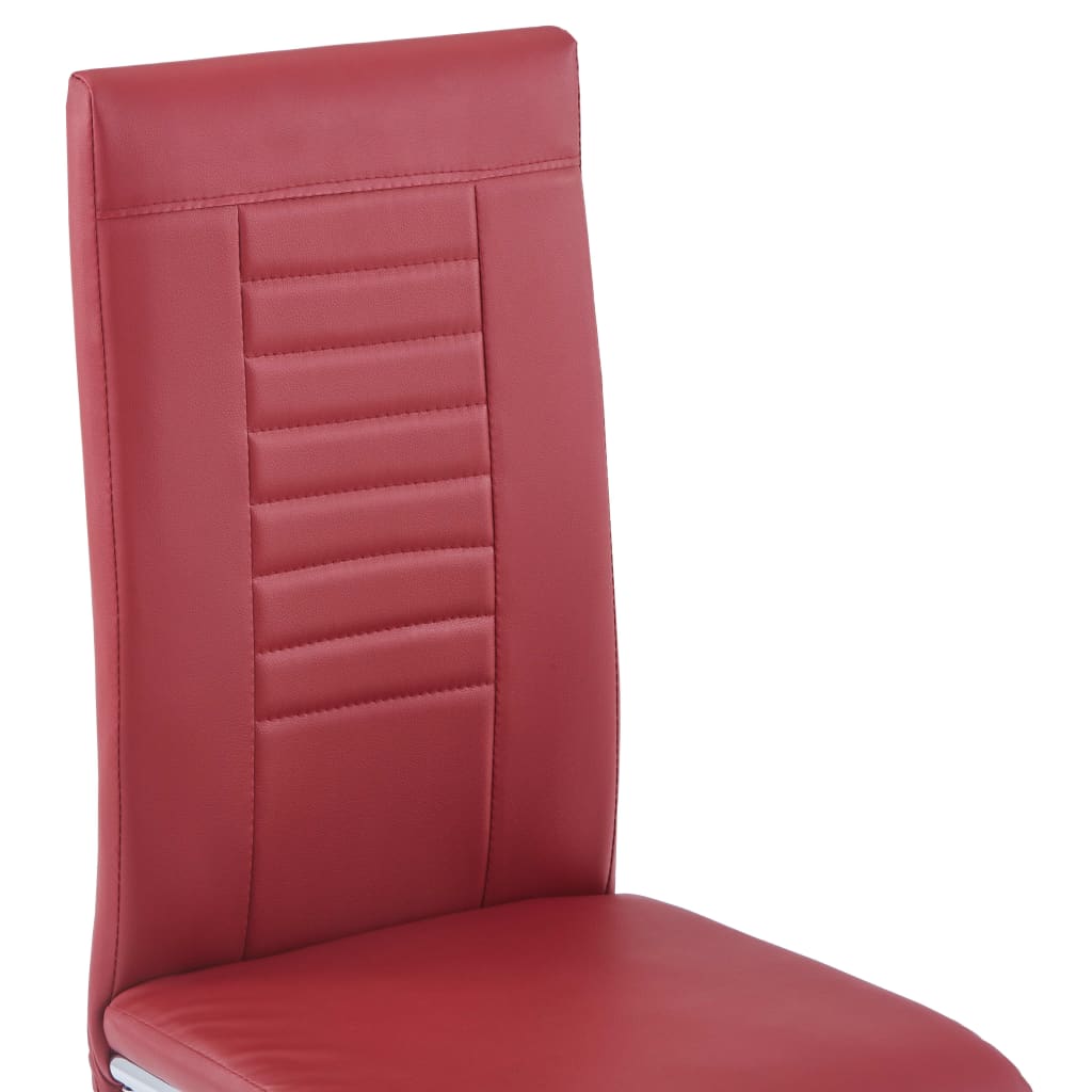 vidaXL virtuves galds un 4 krēsli, sarkana mākslīgā āda