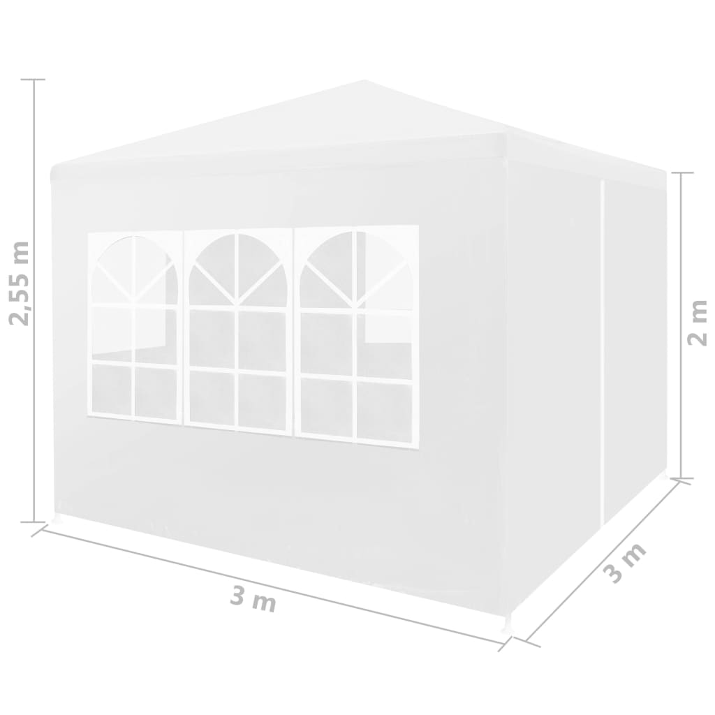 vidaXL svinību telts, balta, 3x3 m