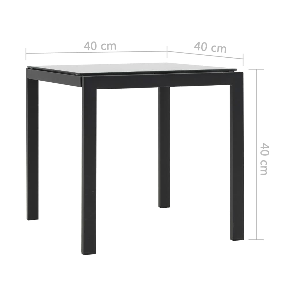 vidaXL sauļošanās zviļņi, 2 gb., ar galdu, melns PE pinums, tekstilēns
