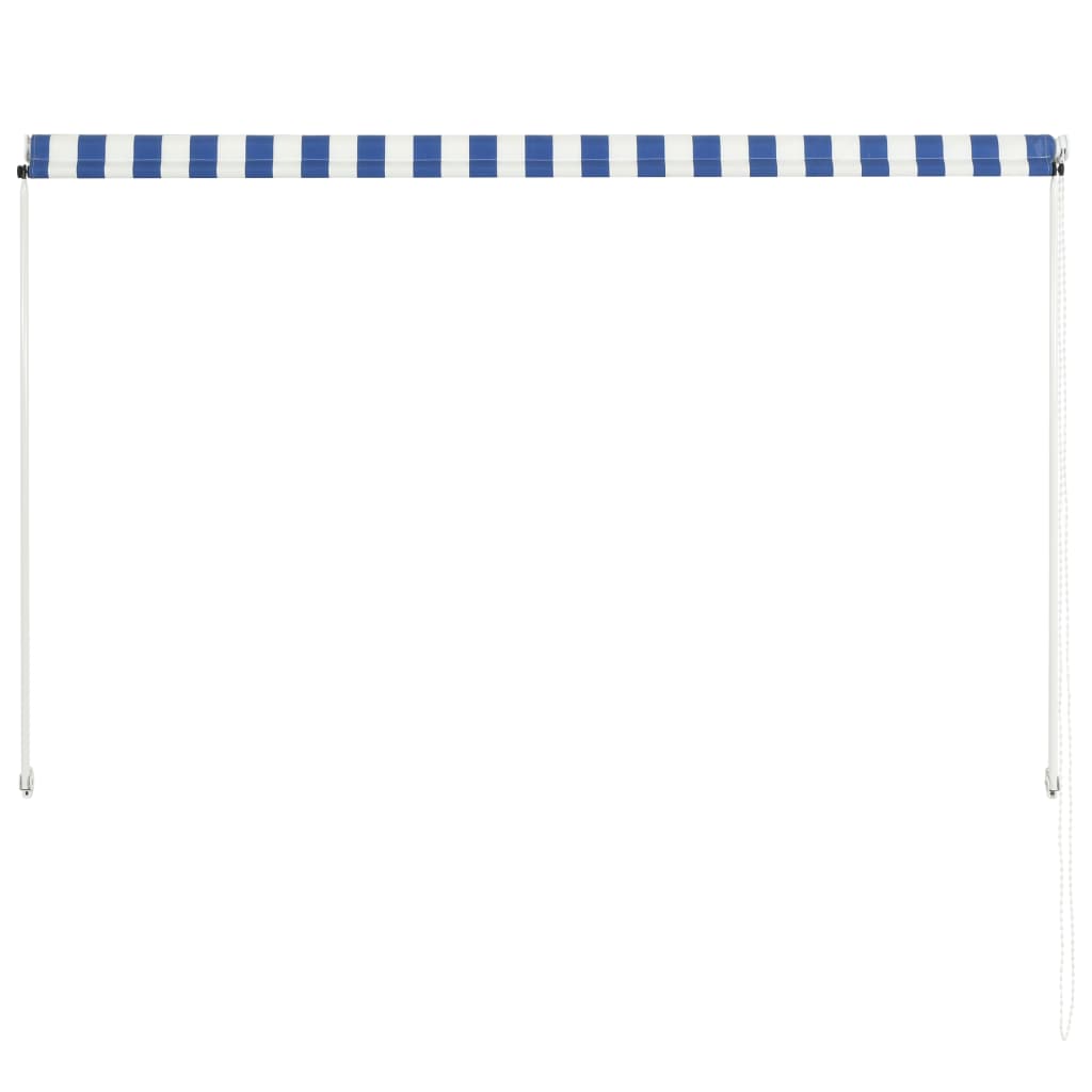 vidaXL markīze, 200x150 cm, sarullējama, zila ar baltu