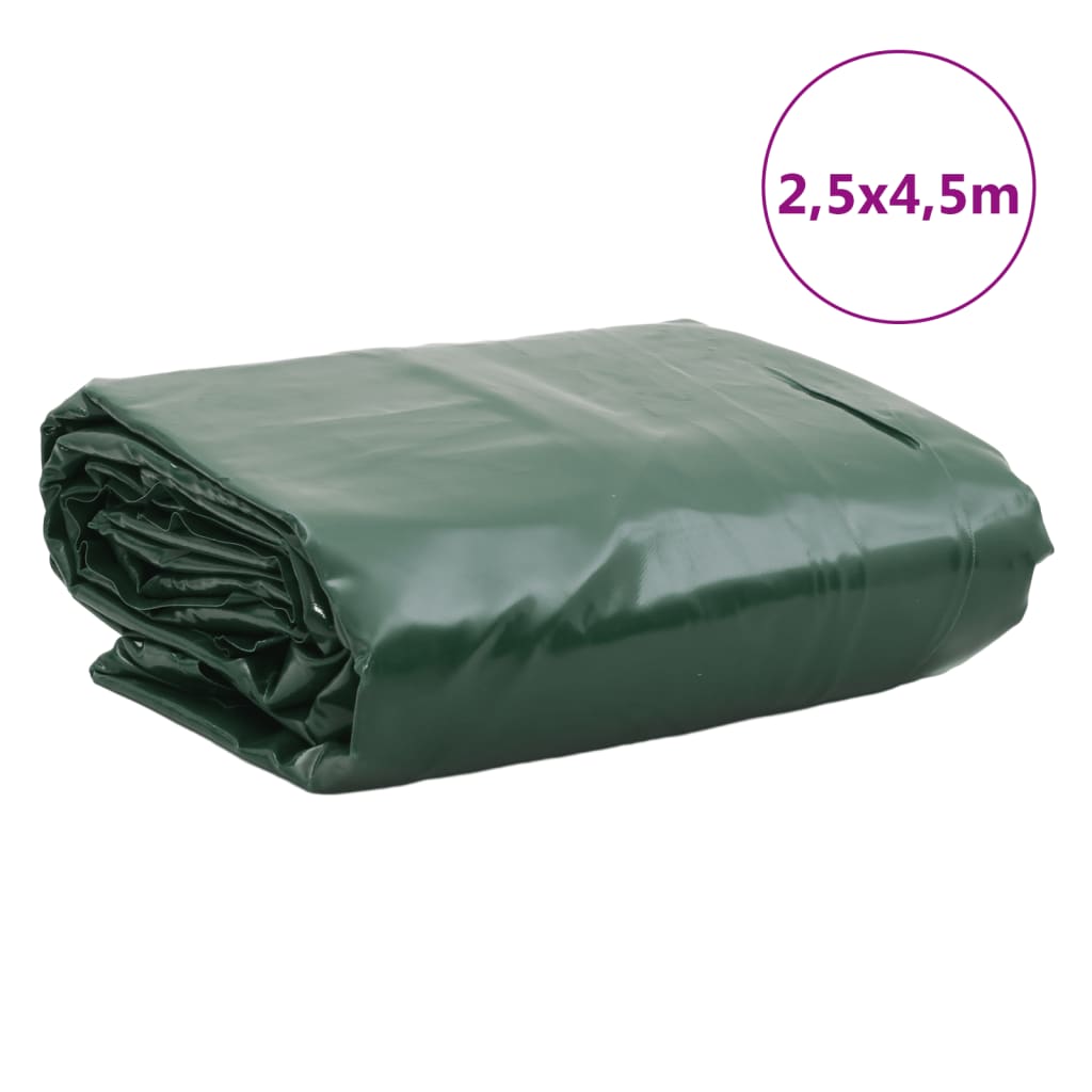 vidaXL brezenta pārklājs, zaļš, 2,5x4,5 m, 650 g/m²