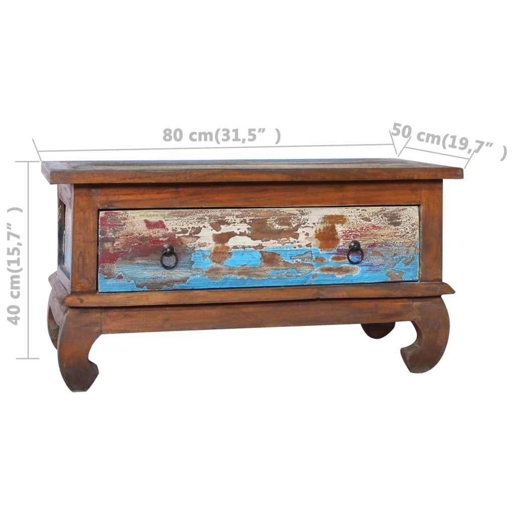 vidaXL kafijas galdiņš, 80x50x40 cm, pārstrādāts tīkkoks