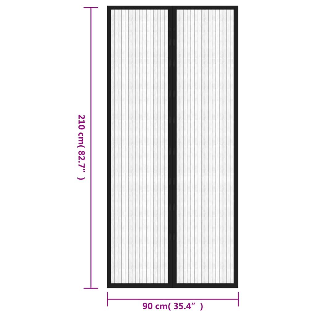 vidaXL durvju moskītu tīkli, 2 gab., ar magnētiem, 210x90 cm, melni