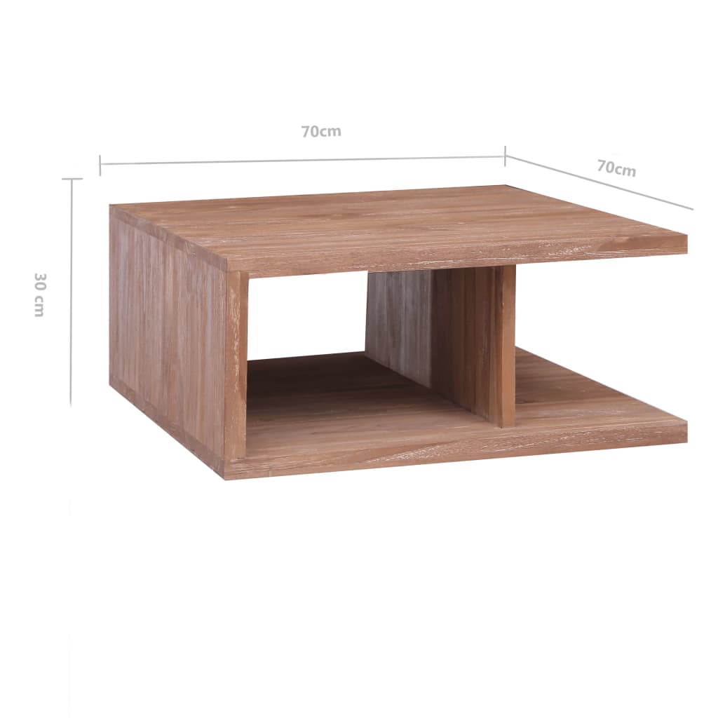 vidaXL kafijas galdiņš, 70x70x30 cm, masīvs tīkkoks