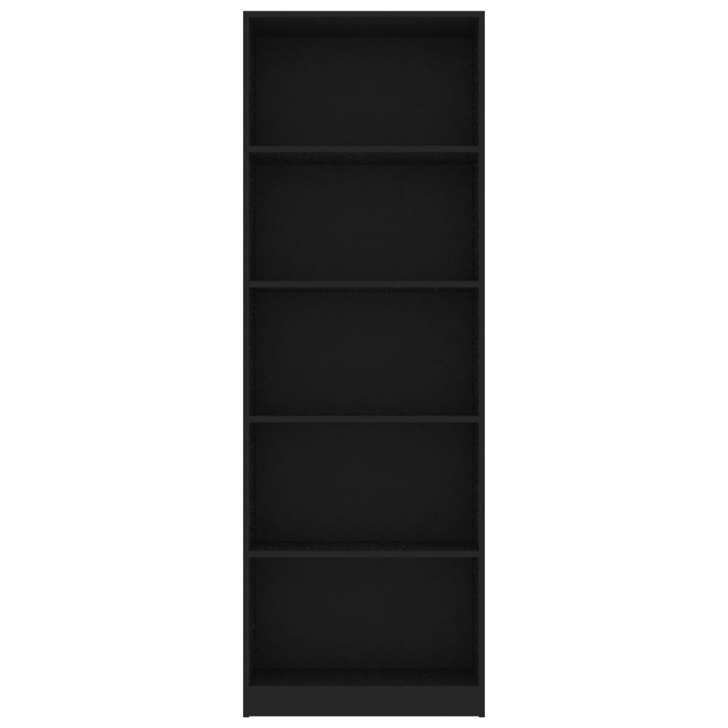 vidaXL 5-līmeņu grāmatu plaukts, melns, 60x24x175 cm, skaidu plāksne