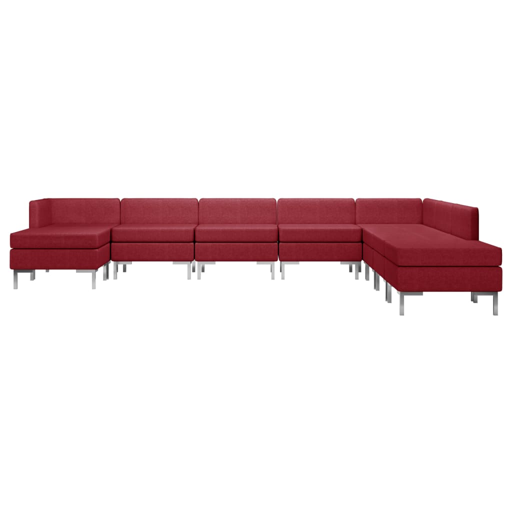 vidaXL 9-daļīgs dīvāna komplekts, vīnsarkans audums