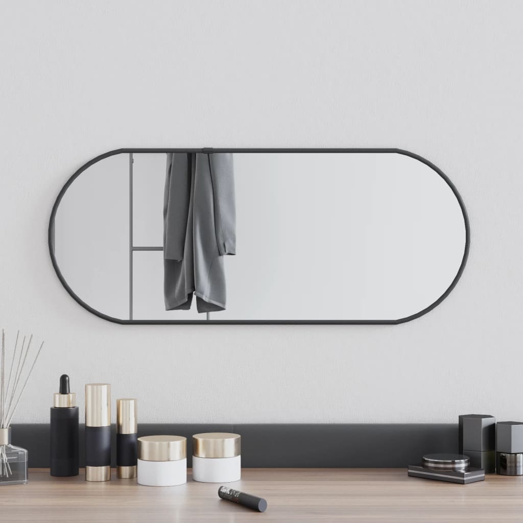 vidaXL sienas spogulis, melns, 60x25 cm, ovāls
