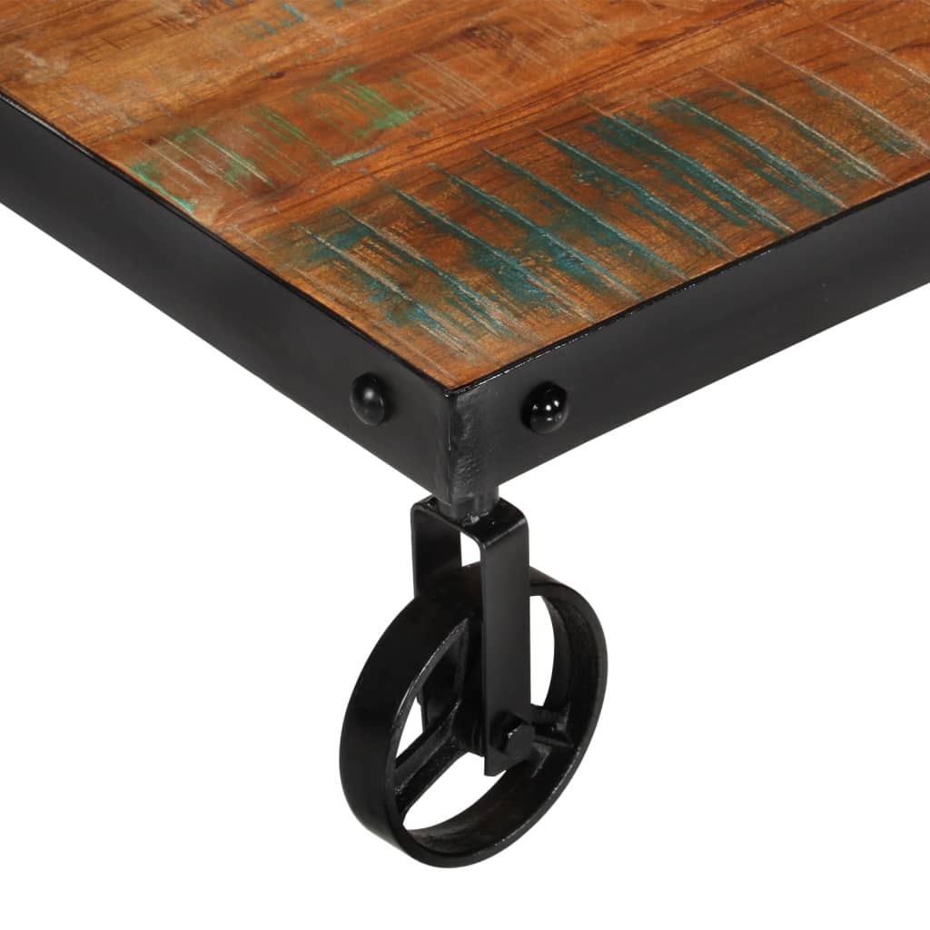 vidaXL kafijas galdiņš ar riteņiem, 100x60x26 cm, pārstrādāts koks
