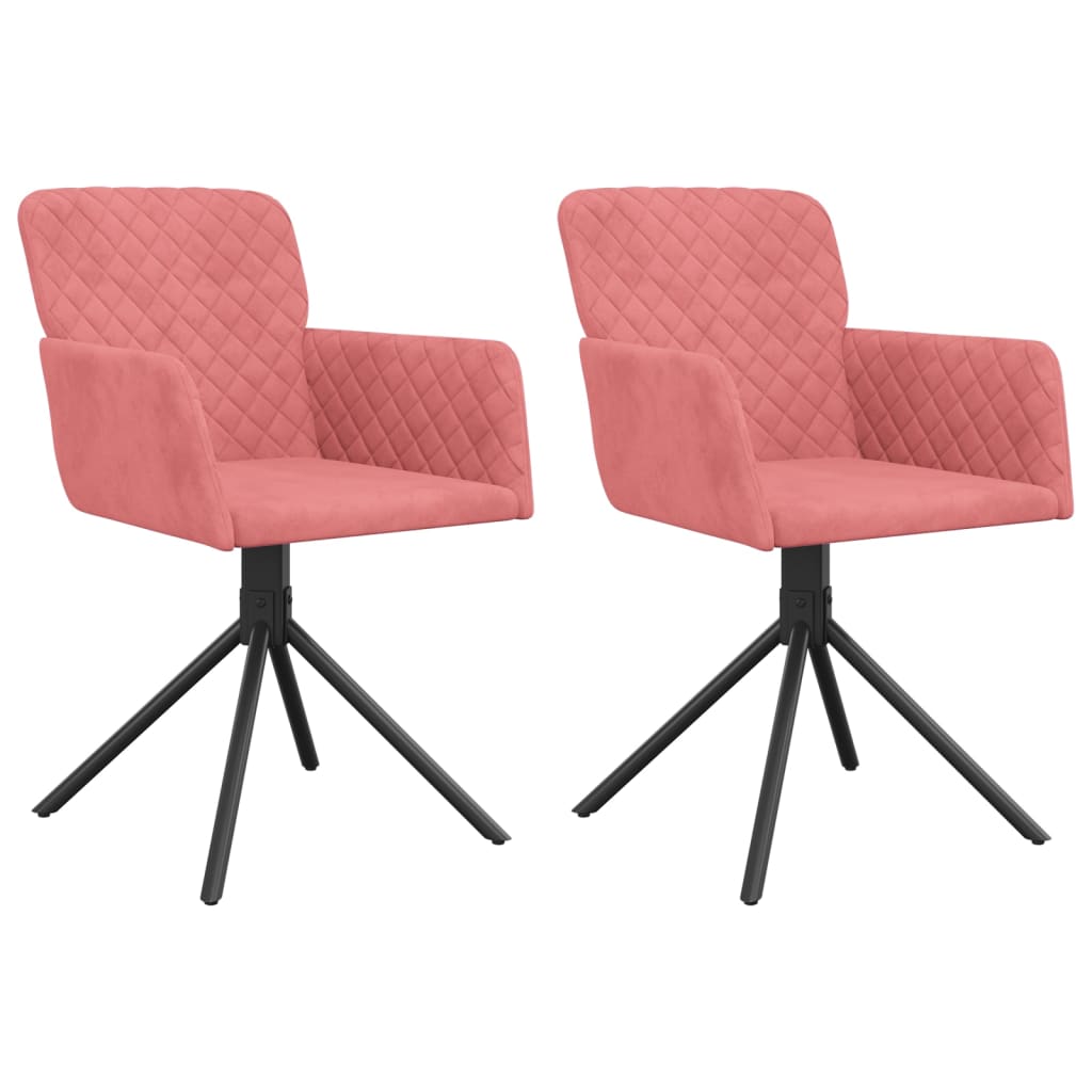 vidaXL grozāmi virtuves krēsli, 2 gab., rozā samts