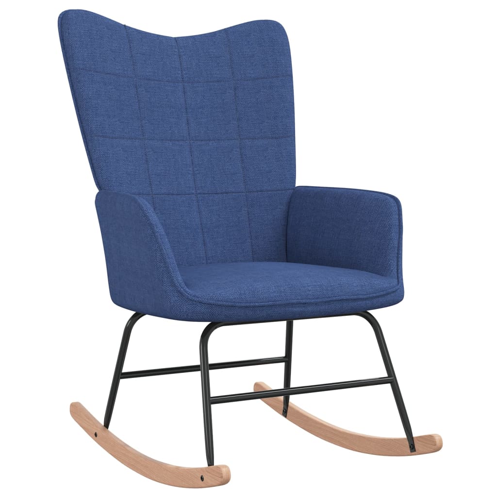 vidaXL šūpuļkrēsls ar kāju balstu, zils audums
