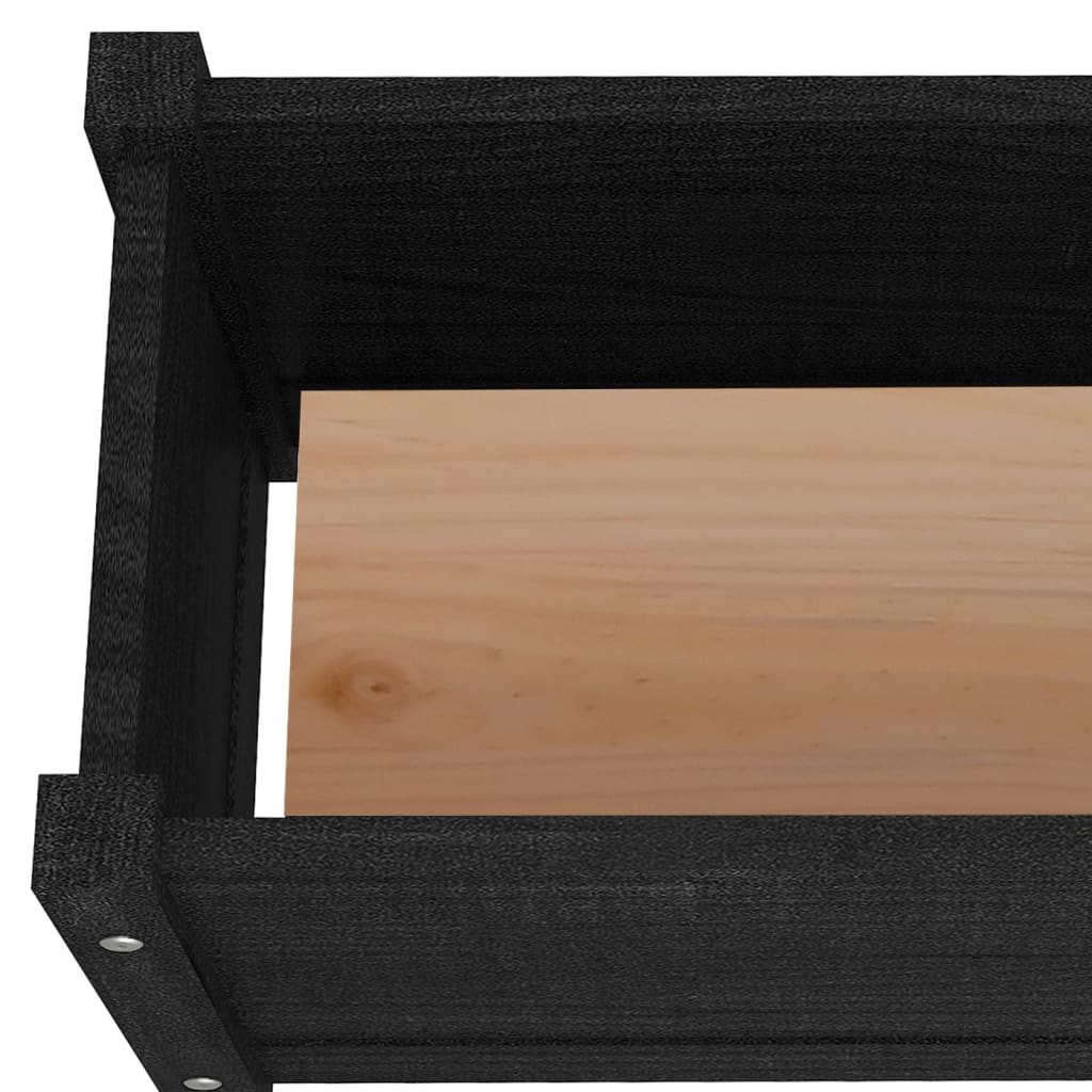vidaXL dārza puķu kaste, 60x31x31 cm, melns priedes masīvkoks