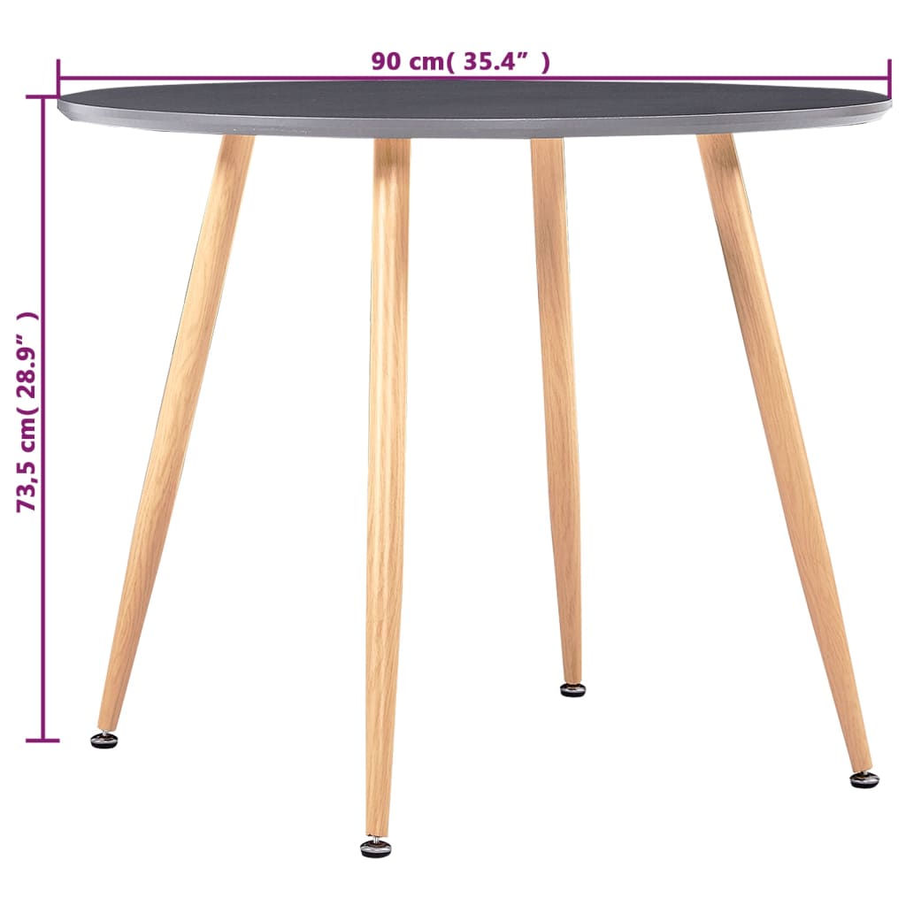 vidaXL virtuves galds, pelēka, ozolkoka krāsa, 90x73,5 cm, MDF