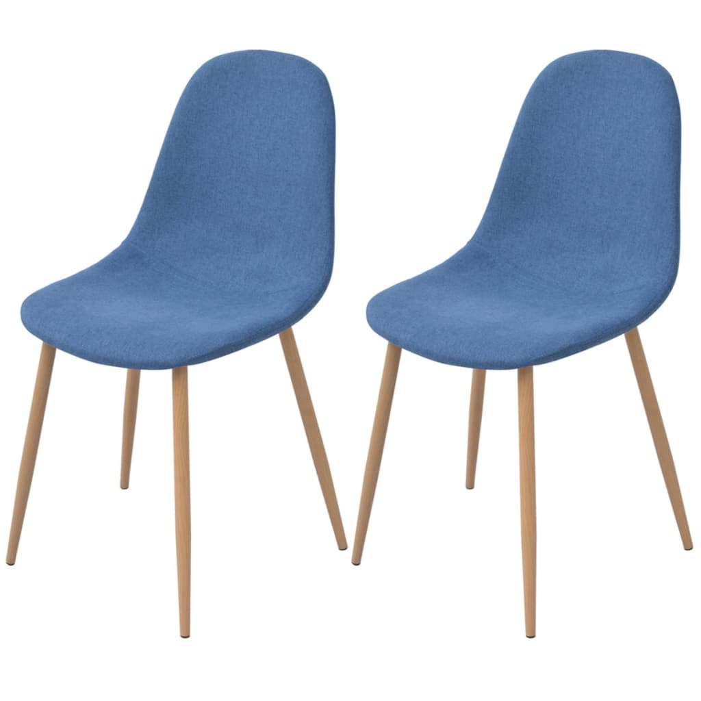 vidaXL virtuves krēsli, 2 gab., zils audums