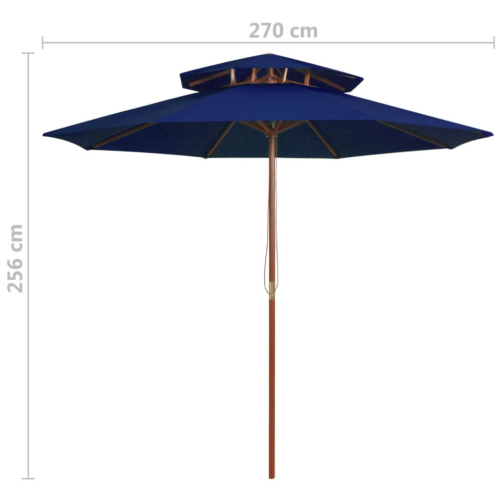 vidaXL saulessargs ar dubultu jumtu, zils, 270 cm, koka kāts