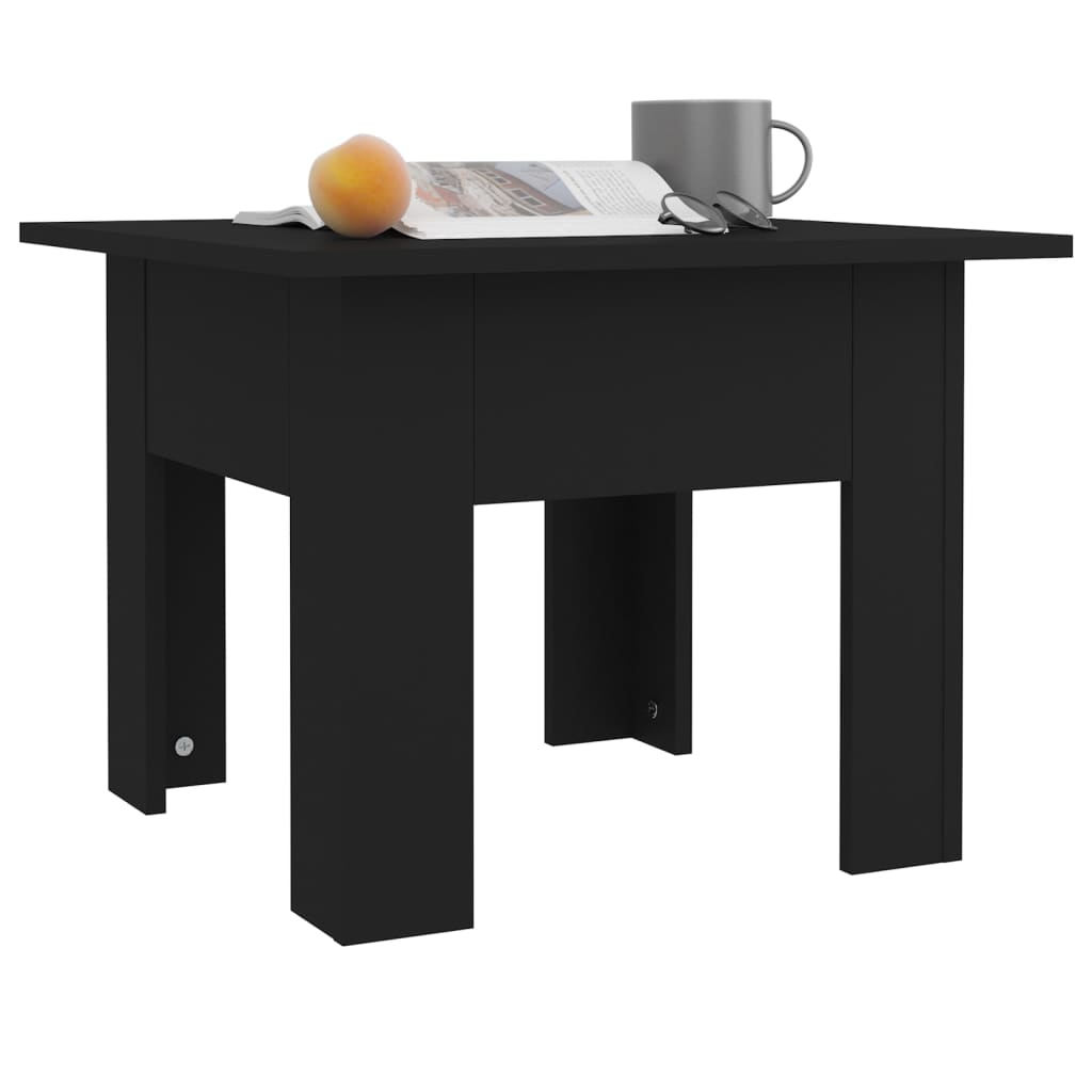 vidaXL kafijas galdiņš, melns, 55x55x42 cm, skaidu plāksne