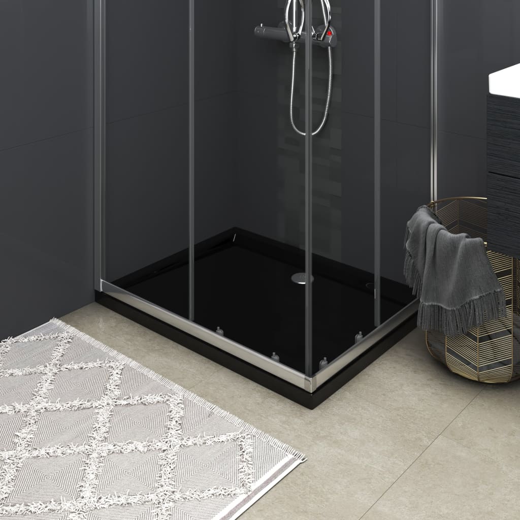 vidaXL dušas pamatne, taisnstūra, melna, ABS, 70x90 cm