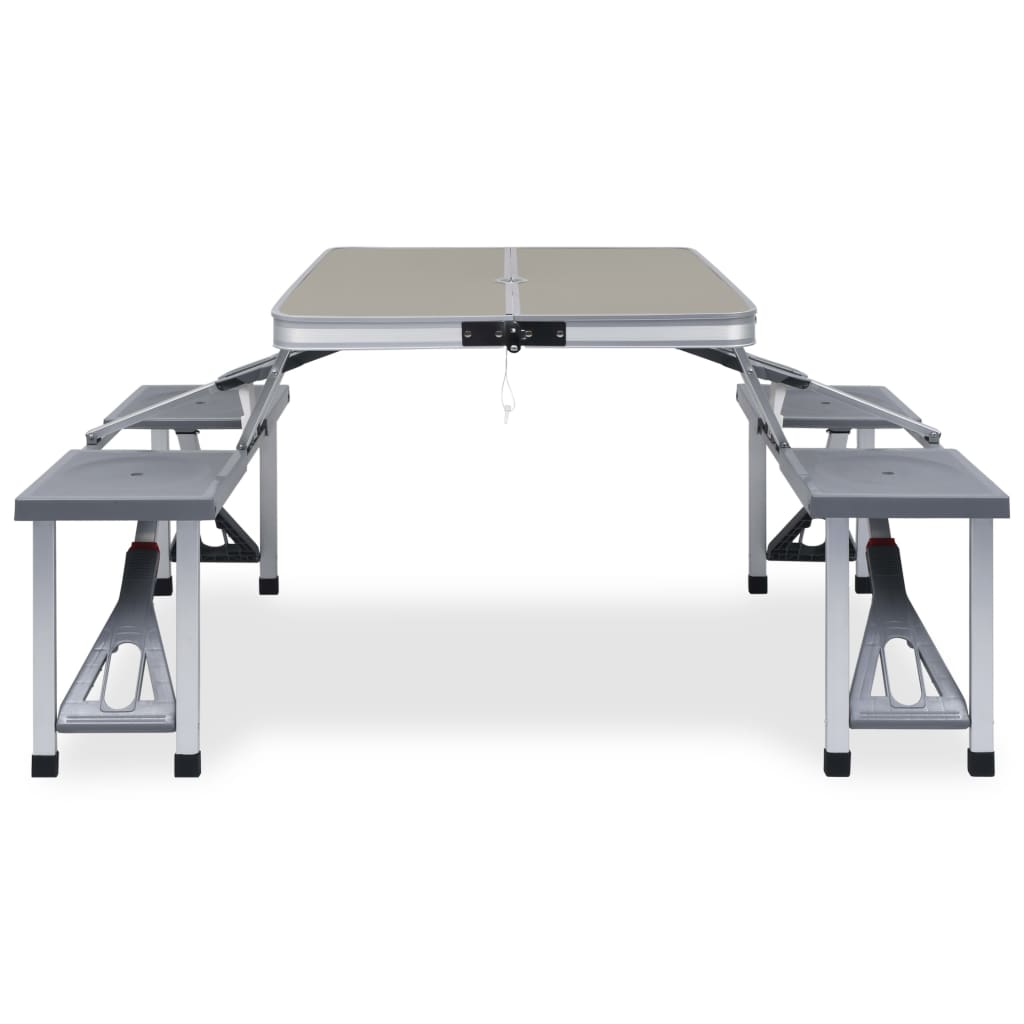 vidaXL saliekams kempinga galds ar 4 sēdekļiem, tērauds, alumīnijs