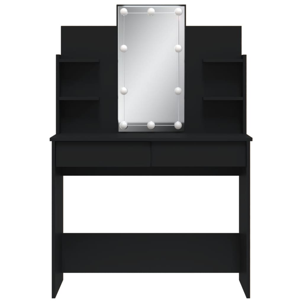 vidaXL spoguļgaldiņš ar LED, melns, 96x40x142 cm