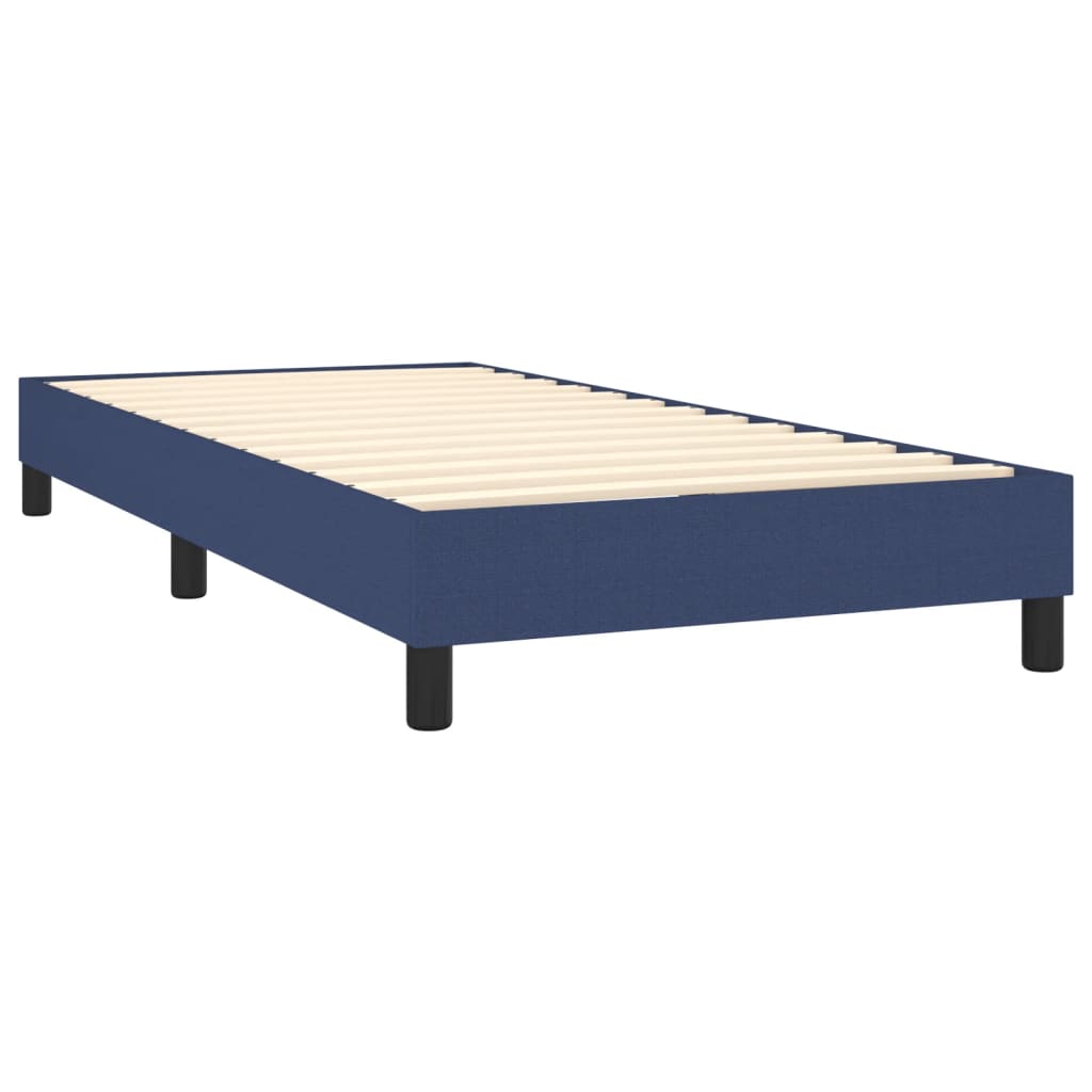 vidaXL atsperu gultas rāmis ar matraci, zils, 80x200 cm, audums