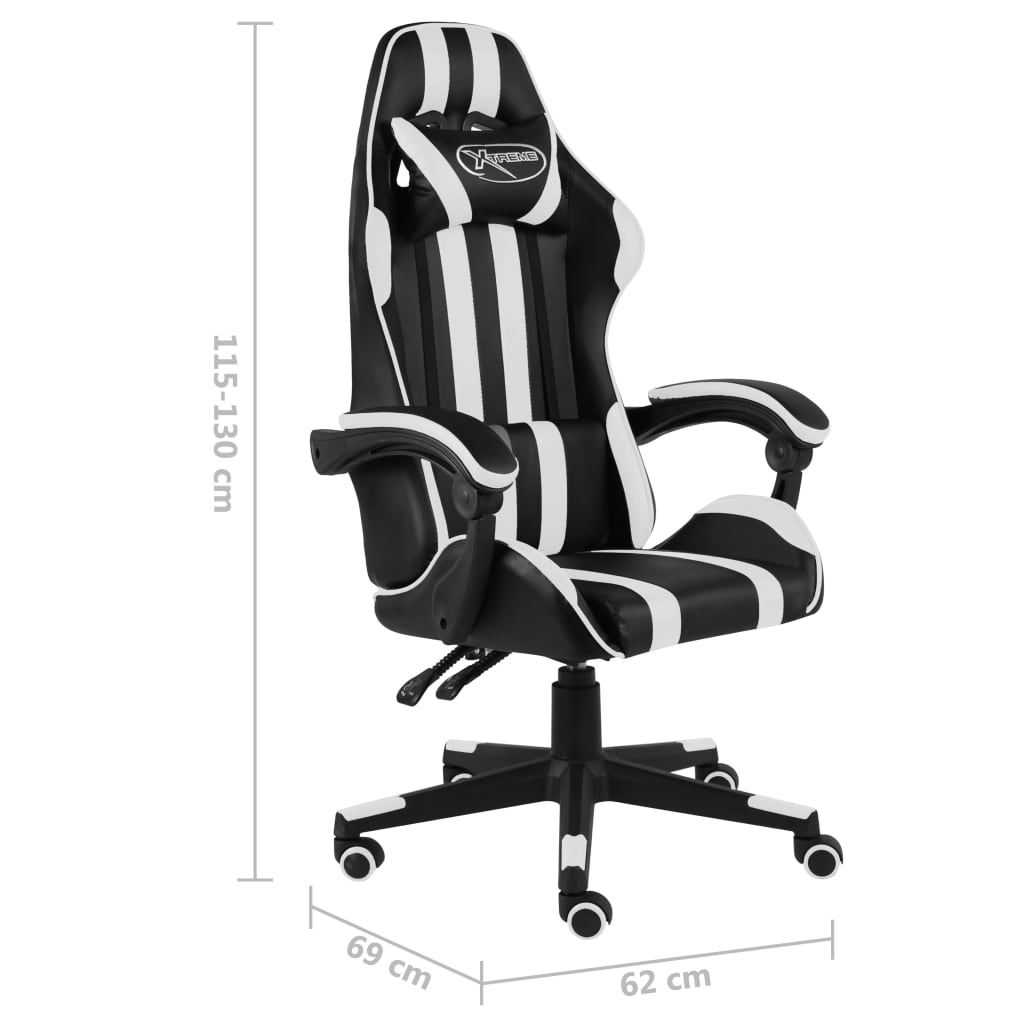vidaXL biroja krēsls, melna un balta mākslīgā āda