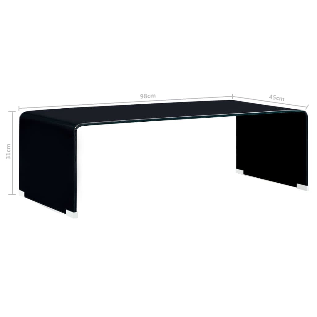 vidaXL kafijas galdiņš, 98x45x31 cm, melns, rūdīts stikls