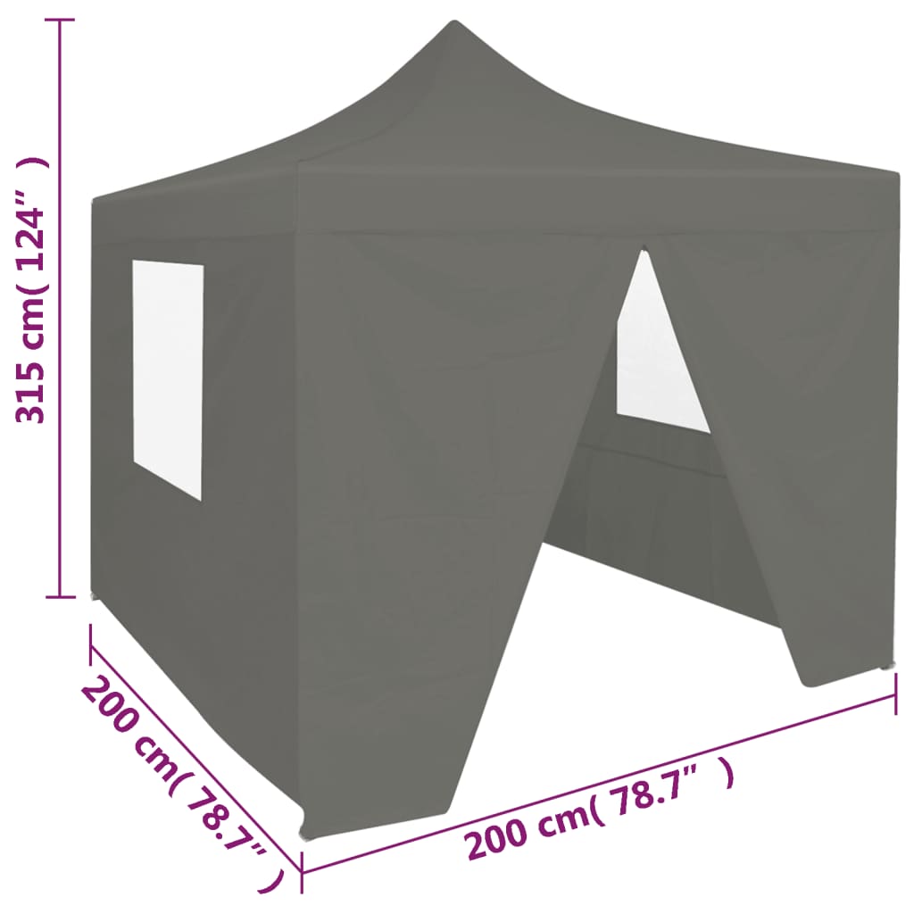 vidaXL saliekama nojume ar 4 sienām, pelēka, 2x2 m, tērauds