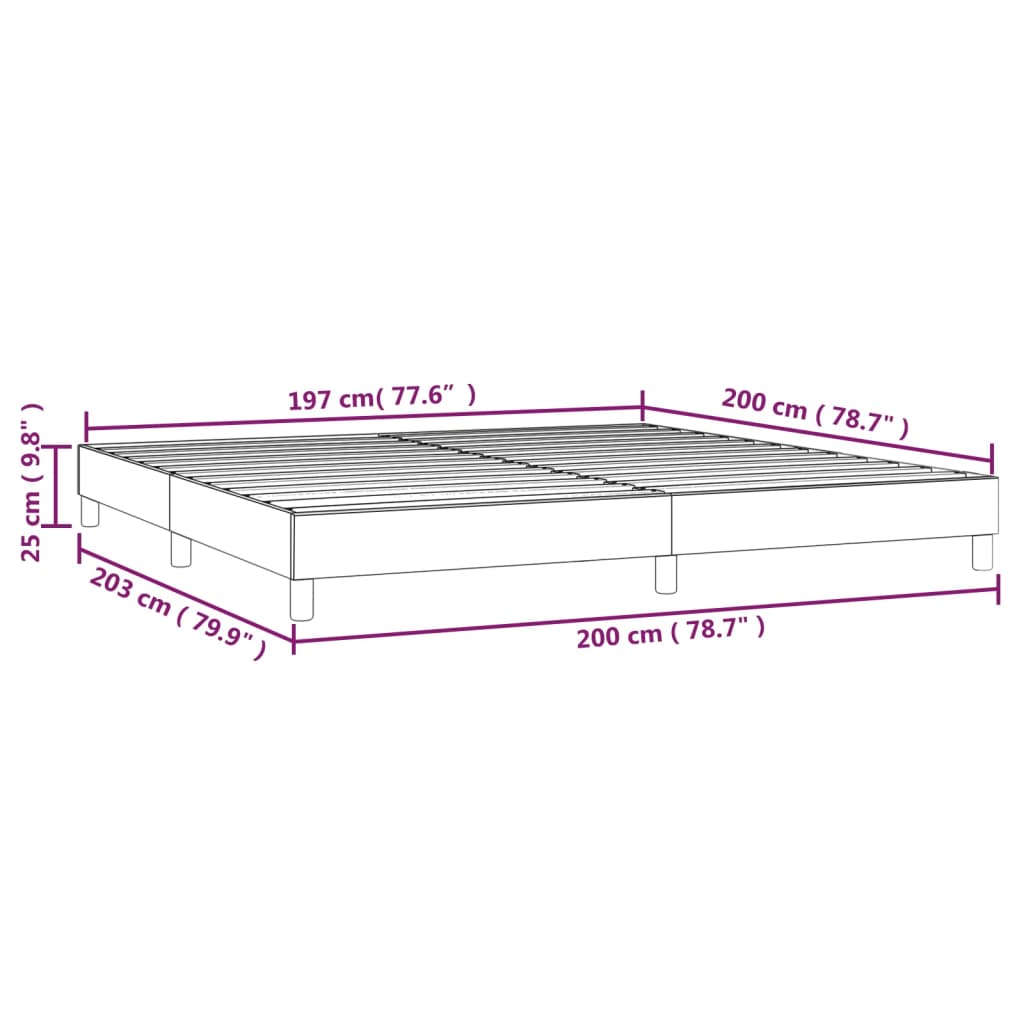 vidaXL gultas rāmis, krēmkrāsa, 200x200 cm, audums