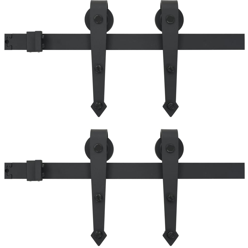 vidaXL bīdāmo durvju sistēma, 2x183 cm, melns tērauds