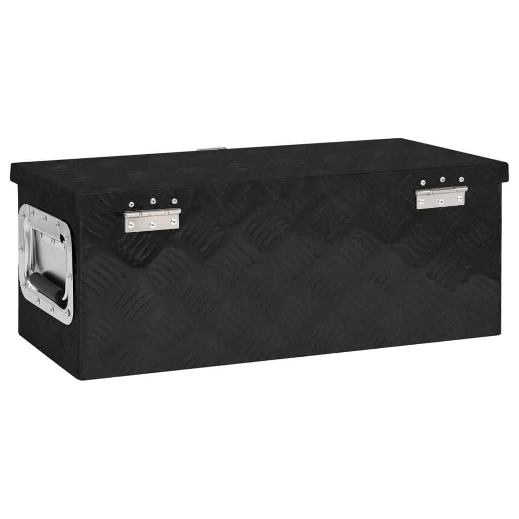 vidaXL uzglabāšanas kaste, melna, 60x23,5x23 cm, alumīnijs