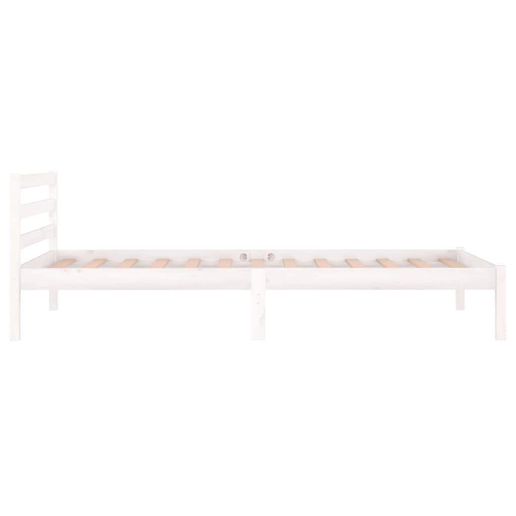 vidaXL gultas rāmis, priedes masīvkoks, 90x200 cm, balts