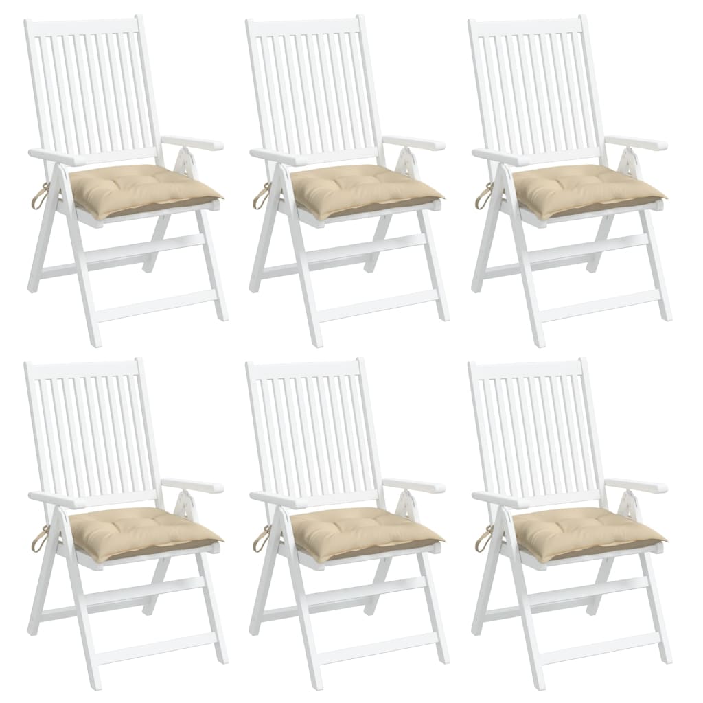vidaXL dārza krēslu spilveni, 6 gab., bēši, 50x50x7 cm, audums