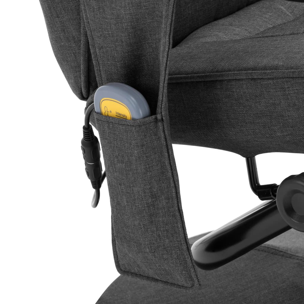 vidaXL masāžas krēsls ar kāju balstu, tumši pelēks audums