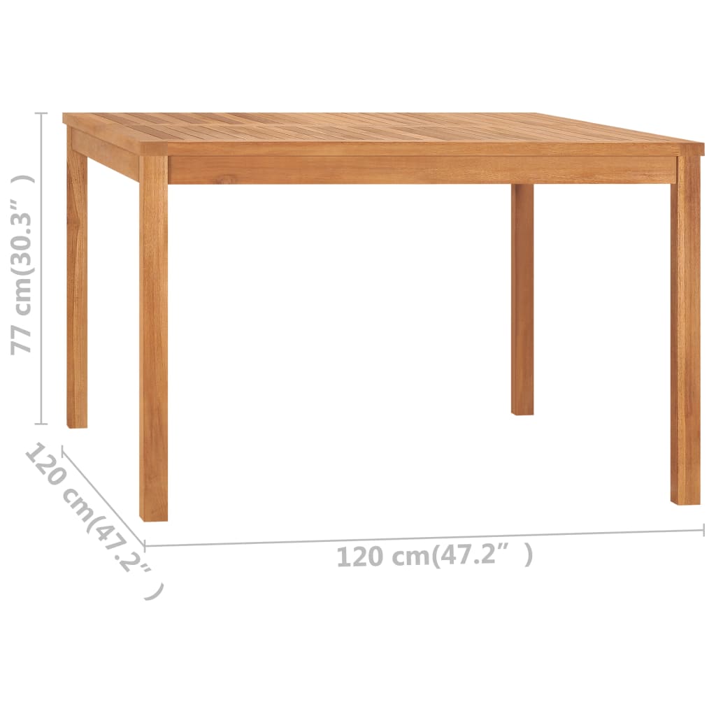 vidaXL dārza galds, 120x120x77 cm, masīvs tīkkoks