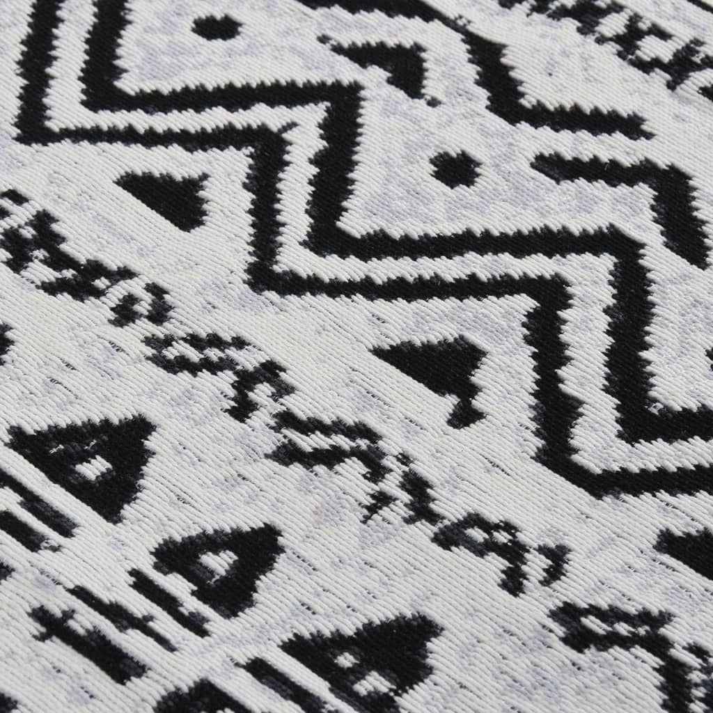 vidaXL paklājs, melns ar baltu, 120x180 cm, kokvilna