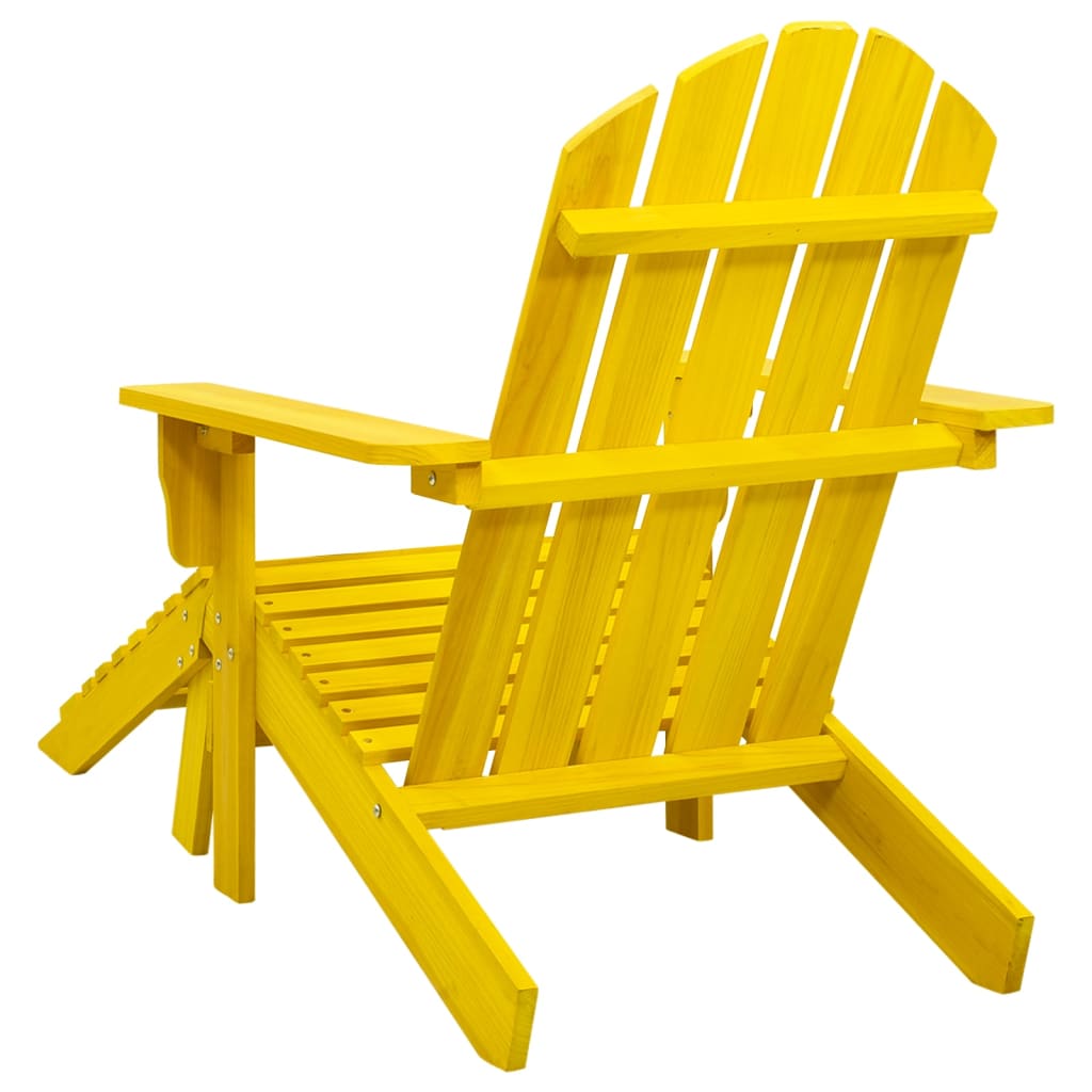 vidaXL dārza krēsls ar kāju balstu, egles masīvkoks, dzeltens