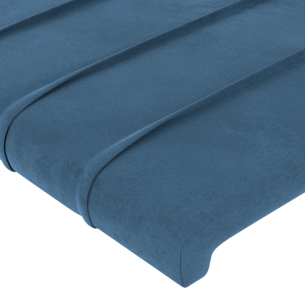 vidaXL gultas galvgalis ar LED, 100x5x118/128 cm, tumši zils samts