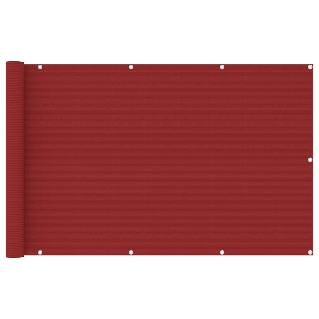 vidaXL balkona aizslietnis, 120x600 cm, sarkans HDPE