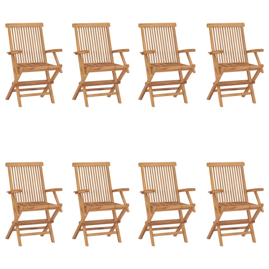vidaXL saliekami dārza krēsli, 8 gab., masīvs tīkkoks