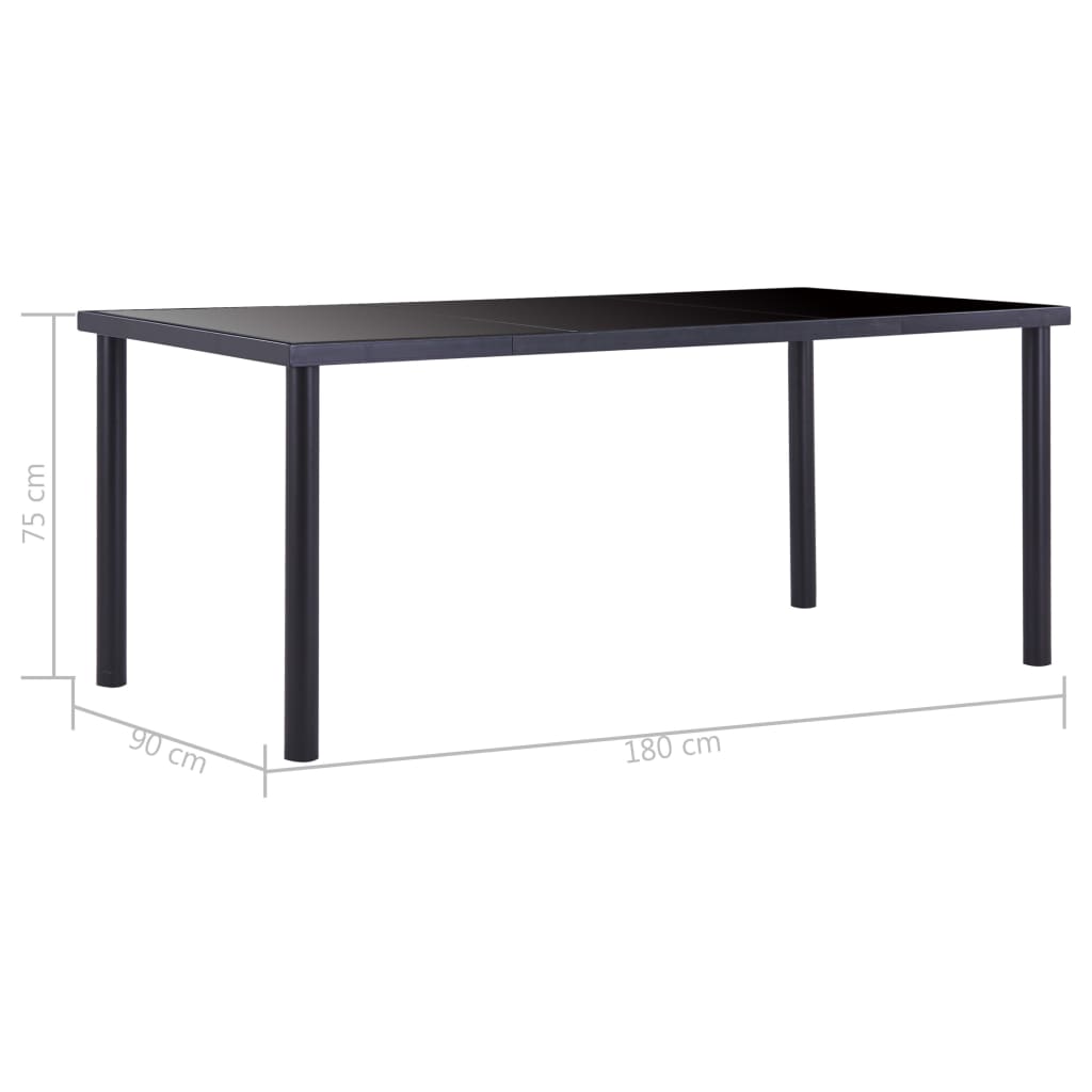 vidaXL virtuves galds ar 8 krēsliem, melna mākslīgā āda