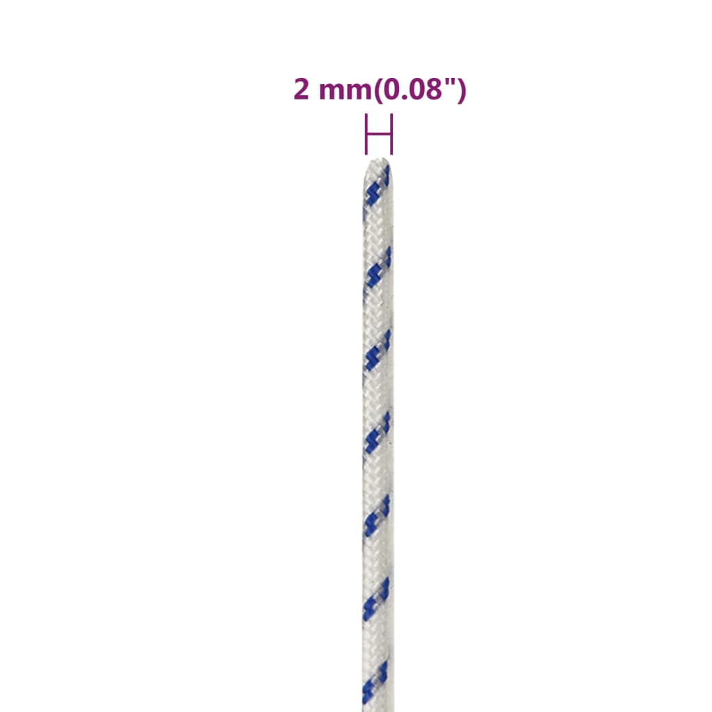 vidaXL laivu virve, balta, 2 mm, 25 m, polipropilēns