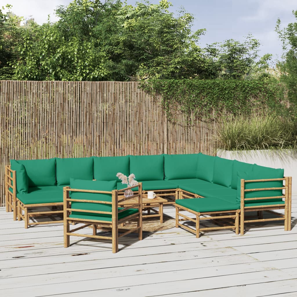 vidaXL 12-daļīgs dārza atpūtas mēbeļu komplekts ar matračiem, bambuss