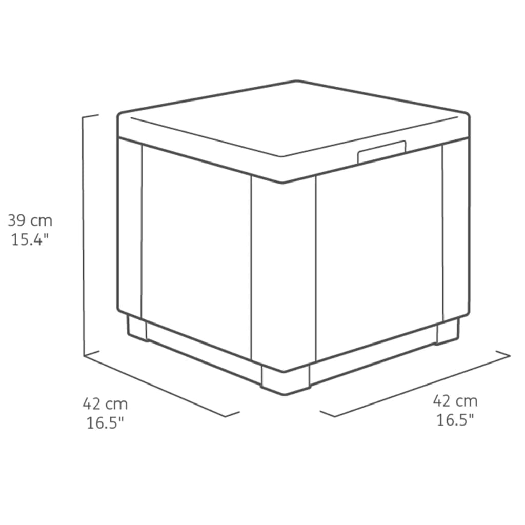 Keter uzglabāšanas pufs, kuba forma, grafīta krāsā, 213816