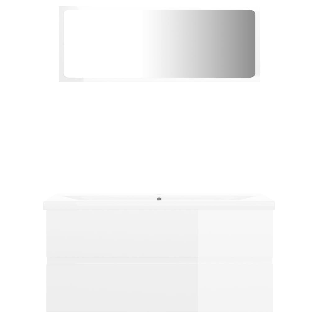 vidaXL vannasistabas mēbeļu komplekts, spīdīgi balts, skaidu plāksne